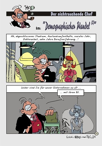 Cartoon: Der NRC in DemographischerWandel (medium) by Marcel und Pel tagged manager,management,geschwätz,altersdiskriminierung,werte,arbeitsplatz,rentenkürzung,rente,arbeitsplatzabbau,wandel,demographischer,renteneintrittsalter,lebensarbeitszeit,chef