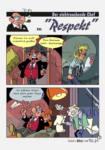 Cartoon: Der NRC in Respekt (medium) by Marcel und Pel tagged chef,respekt,respektlosigkeit,benimm,umgangsformen,werte,geschwätz,verachtung,mißachtung,demütigung,ausbeutung,mitarbeiterführung,management,manager,manager,mitarbeiterführung,ausbeutung,demütigung,verachtung,geschwätz,werte,respekt,arbeit,job,comic