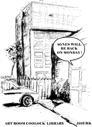 Cartoon: Agnes will be back on Monday (medium) by jjjerk tagged agnes,ireland,irish,cartoon,coolock,library,dublin,car