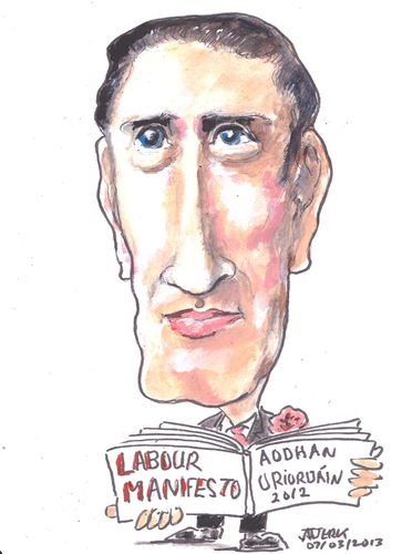 Cartoon: Aodhan O Riordain (medium) by jjjerk tagged ireland,aodhan,riordain,td,irish,government,cartoon,caricature,labour,minister,manifesto