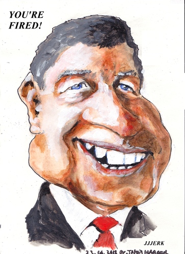 Cartoon: Bill Cullen (medium) by jjjerk tagged bill,cullen,irish,ireland,famous,red,smile,portrait,cartoon,caricature