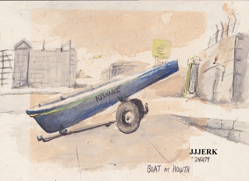 Cartoon: Boat at Howth Ireland (medium) by jjjerk tagged boat,ireland,kiskadee,cartoon,caricature,howth,shipping