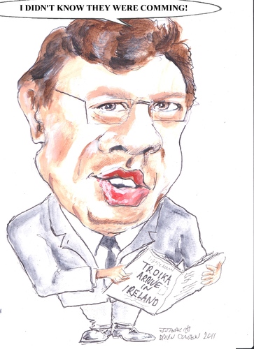 Cartoon: Brian Cowan (medium) by jjjerk tagged cowan,brian,fianna,fail,irish,ireland,cartoon,caricature,politician,glasses