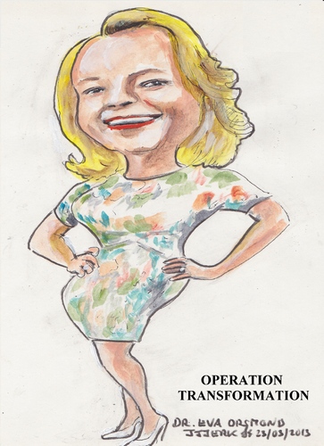 Cartoon: Doctor Eva Orsmond (medium) by jjjerk tagged doctor,dr,eva,orsmond,cartoon,caricature,operation,transformation,rte