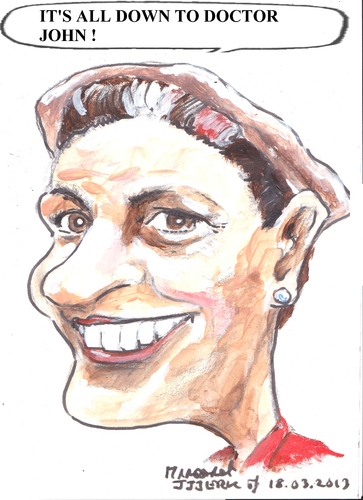 Cartoon: Margaret (medium) by jjjerk tagged margaret,red,cartoon,caricature,curlers,earring,play