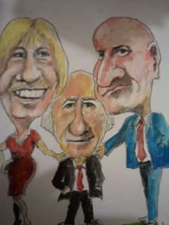 Cartoon: Mary Michael and Sean (medium) by jjjerk tagged president,ireland,irish,three,people,red,tie,higgins,galagher,cartoon,caricature,famous,mary,davis,michael,sean