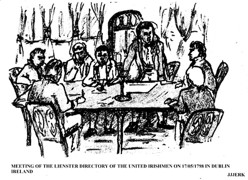 Cartoon: Meeting on United Irishmen 1798 (medium) by jjjerk tagged rebellion,1798,united,irishmen,ireland,irish,cartoon,caricature,table