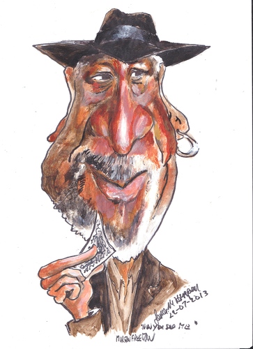 Cartoon: Morgan Freeman (medium) by jjjerk tagged morgan,freeman,actor,american,cartoon,caricature,film,star,hat,beard