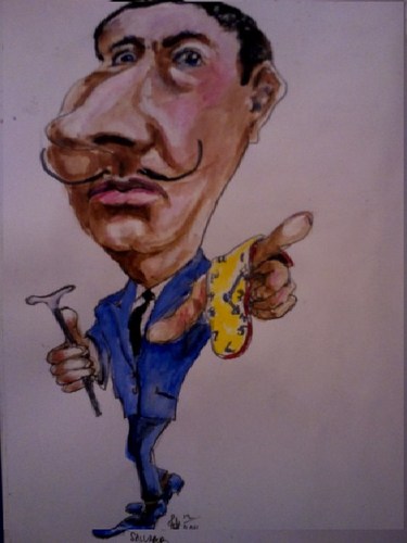 Cartoon: Salvador dali (medium) by jjjerk tagged salvador,dali,clock,painter,mustache,cane