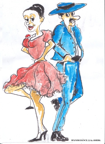 Cartoon: Spanish dance one (medium) by jjjerk tagged hat,blue,red,dance,dancers,caricature,cartoon,spain