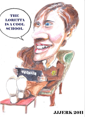 Cartoon: The Loretto is a cool school (medium) by jjjerk tagged loretto,schoiol,wexford,cartoon,caricature,toshiba,chair,uniform,cool