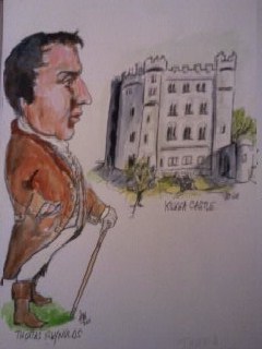 Cartoon: Thomas Reynolds (medium) by jjjerk tagged thomas,reynolds,united,irishman,irish,kildare,lord,edward,fitzgerald,cartoon,caricature,red,boots,cane,castle,kilkea