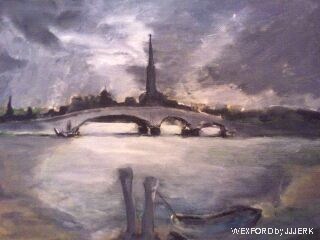 Cartoon: Wexford (medium) by jjjerk tagged wexford,town,bridge,evening,cartoon,caricature,1798,rebellion,ireland,irish