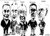 Cartoon: Bell Art Group (small) by jjjerk tagged bell art group darndale cartoon caricature glasses irish ireland artists painters