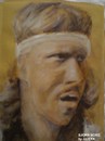 Cartoon: Bjorn Borg (small) by jjjerk tagged bjorn borg tennis player caricature cartoon sweden portrait headband white