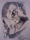 Cartoon: Blofelt Donald Pleasance (small) by jjjerk tagged blofelt,bond,actor,film,gun,cartoon,caricature