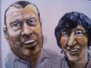 Cartoon: Noel and Liz Carty (small) by jjjerk tagged noel,carty,liz,cartoon,caricature,writer,irish,union,parnell,square,dublin