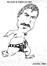 Cartoon: Selleck Sumo (small) by jjjerk tagged selleck,tom,actor,american,cartoon,caricature,famous,person,america,japan,sumo,wrestler