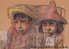 Cartoon: Shane and Sarah Jane (small) by jjjerk tagged shane irish ireland cartoon caricature sarah jane hat red yellow