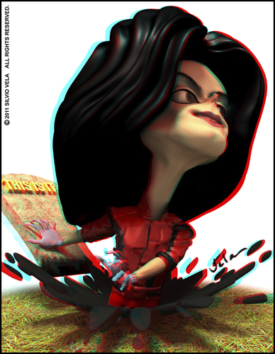Cartoon: Michael Jackson (medium) by Silvio Vela tagged music,pop,king,vela,silvio,of,caricatures,stereo,anaglyph,3d,caricature,jackson,michael