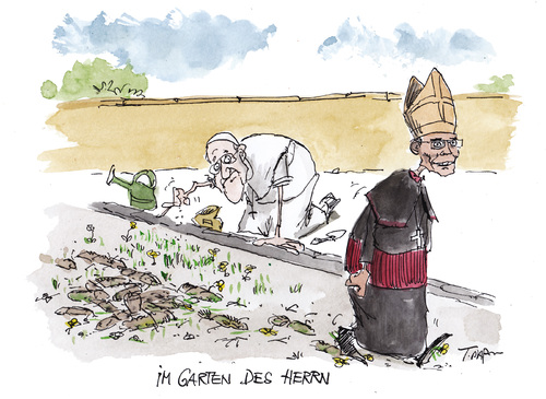 Cartoon: im garten des Herrn (medium) by plassmann tagged religion,kirche,papst