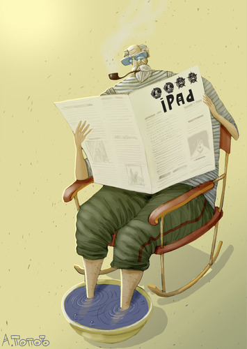 Cartoon: 4 (medium) by popov tagged man,old,computer,media,newspaper