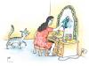Cartoon: Woman make-up (small) by LAP tagged mirror,woman,iron,make,up,makeup,cat,beauty,looking,glass