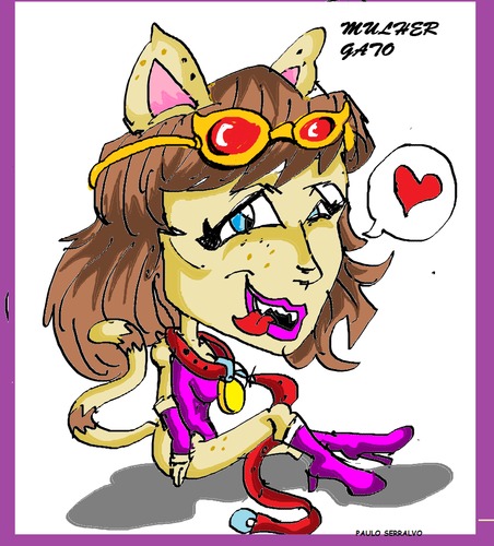 Cartoon: MULHER GATO (medium) by PAULO HSERRALVO tagged mulher,gato