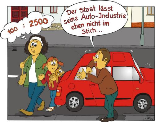 Cartoon: Abwrackprämie (medium) by MiS09 tagged autoindustrie,umweltprämie,kinderfreundlichkeit,familienpolitik,kinderbonus,kinderarmut,sozialleistungen,krise,konjunkturpaket