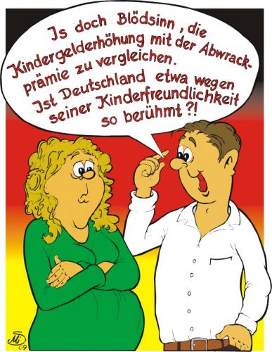 Cartoon: Deutschland - Kinderland? (medium) by MiS09 tagged kindergeld,kinderfreundlichkeit,deutschland,umweltprämie,konjunkturpakete,familienförderung,elterngeld,kinderbonus,kinderarmut