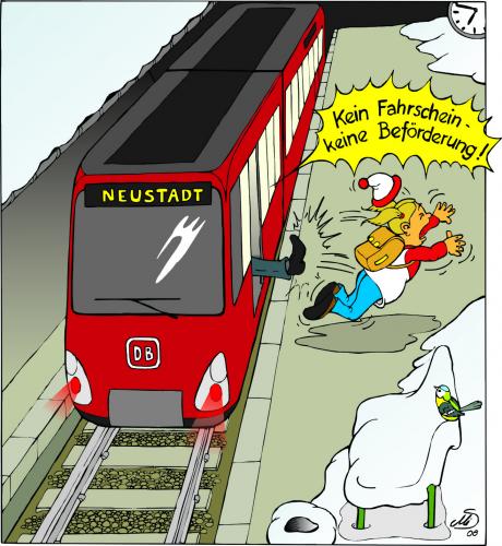 Cartoon: Die Bahn (medium) by MiS09 tagged db,führsorgepflicht,kundenfreundlichkeit,service,deutsche,bahn