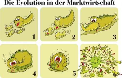 Cartoon: Evolution d. Marktwirtschaft (medium) by MiS09 tagged soziale,freie,marktwirtschaft,kapitalismus,marx,gesellschaft,besitz,gier,geldgier,reichtum,evolution