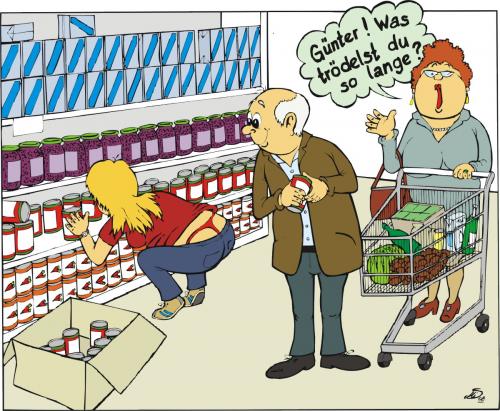 Cartoon: Günter im Supermarkt (medium) by MiS09 tagged günter,supermarkt,einkauf,konsum,partnerschaft