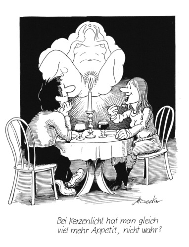Cartoon: Candle Light (medium) by Michael Becker tagged candle,light,dinner,essen,romantik,date,liebe,päärchen