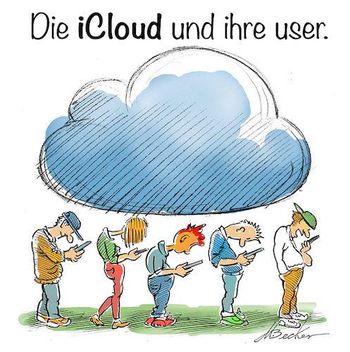 Cartoon: iCloud (medium) by Michael Becker tagged icloud,speicher,nutzer,rundrücken,haltungschäden