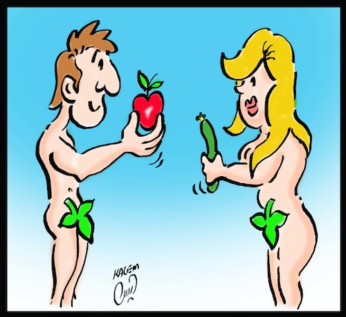 Cartoon: adam and eve (medium) by Hossein Kazem tagged adam,and,eve