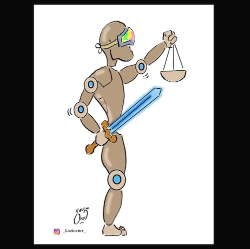 Cartoon: AI justice (medium) by Hossein Kazem tagged ai,justice