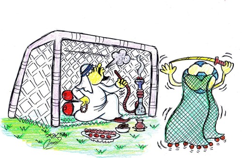 Cartoon: arabians in football world (medium) by Hossein Kazem tagged arabians,in,football,world
