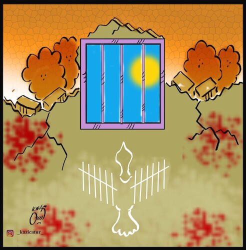 Cartoon: attack to evin iranian prison (medium) by Hossein Kazem tagged attack,to,evin,iranian,prison
