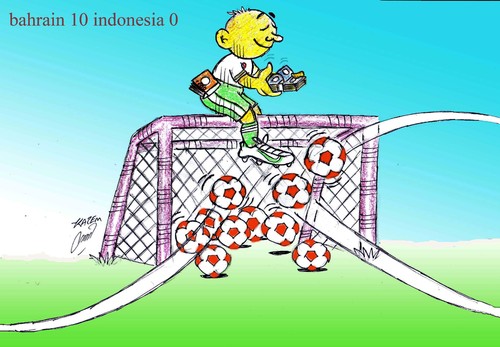 Cartoon: bahrain 10 indonesia 0 (medium) by Hossein Kazem tagged bahrain,10,indonesia