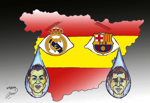 Cartoon: Barcelona   Real Madrid (medium) by Hossein Kazem tagged barcelona,real,madrid