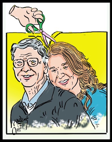 Cartoon: bill gates  melinda gates (medium) by Hossein Kazem tagged bill,gates,melinda