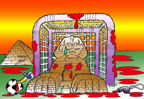 Cartoon: bloody football in egypt (medium) by Hossein Kazem tagged bloody,football,in,egypt