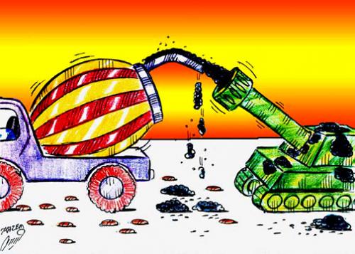 Cartoon: build in war (medium) by Hossein Kazem tagged build,in,war