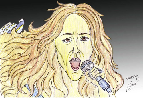 Cartoon: celine dion and titanik (medium) by Hossein Kazem tagged celine,dion,and,titanik