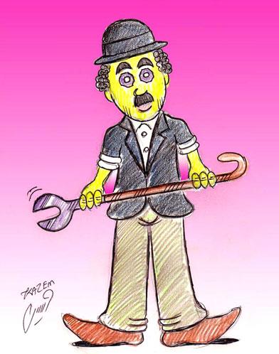 Cartoon: Charlie (medium) by Hossein Kazem tagged charlie,chaplin