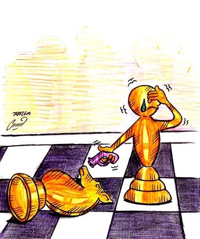 Cartoon: chess (medium) by Hossein Kazem tagged chess