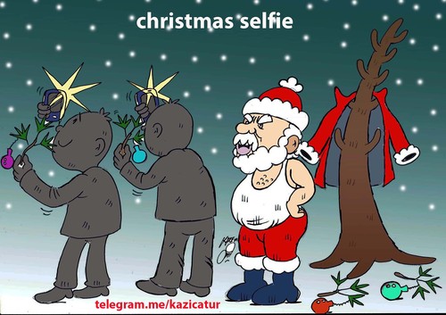 Cartoon: christmas selfie (medium) by Hossein Kazem tagged christmas,selfie