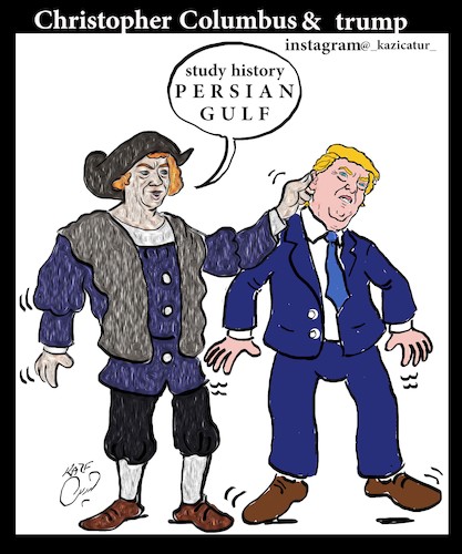 Cartoon: Christopher Columbus and trump (medium) by Hossein Kazem tagged christopher,columbus,and,trump