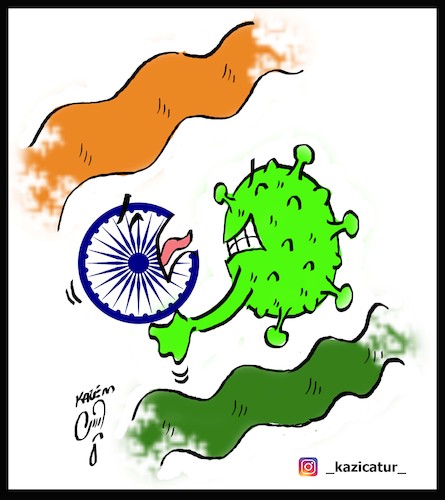 Cartoon: coronavirus in india (medium) by Hossein Kazem tagged coronavirus,in,india